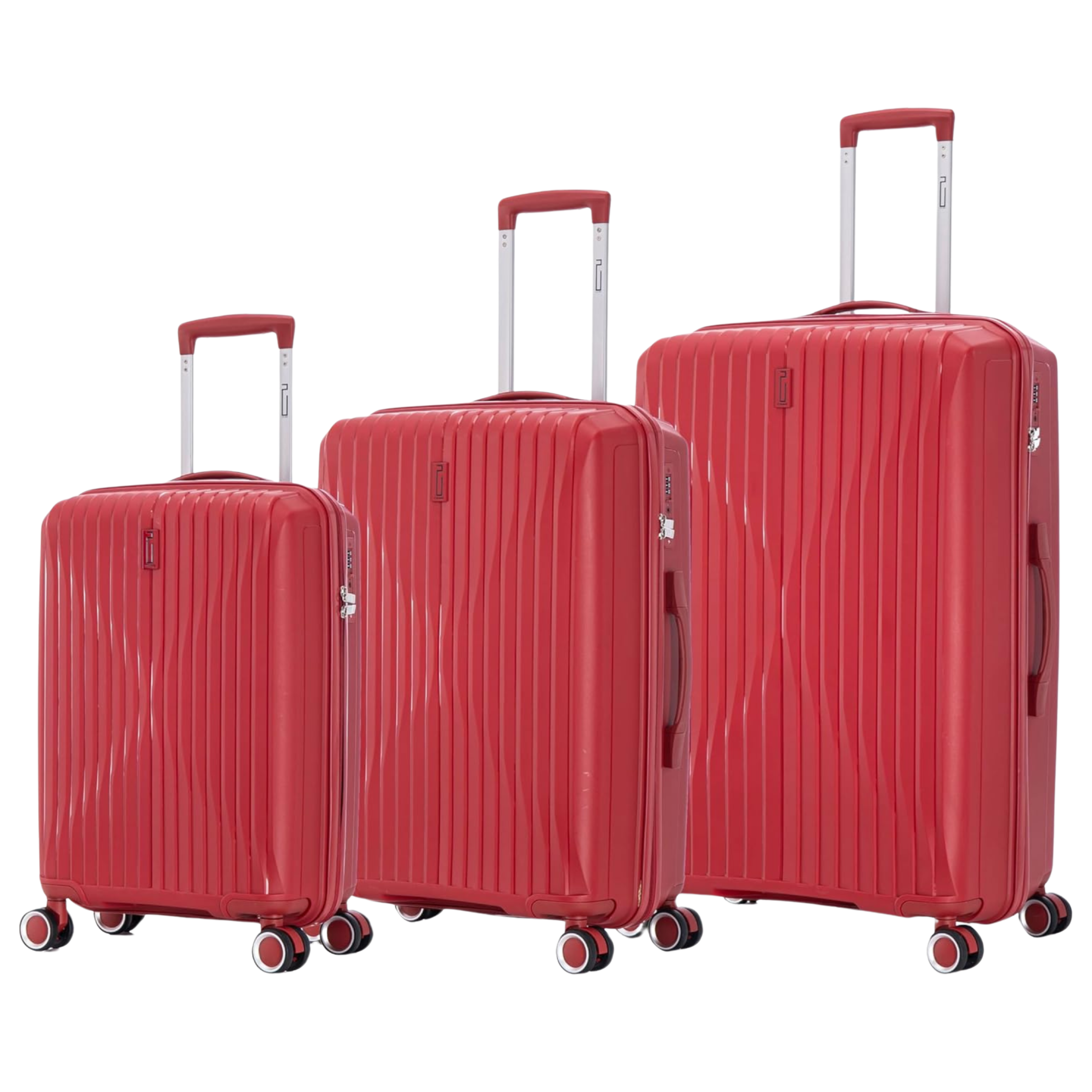Set di valigie in polipropilene da 3 pezzi | Valigia da cabina | Valigia media | Valigia Grande – Rossa