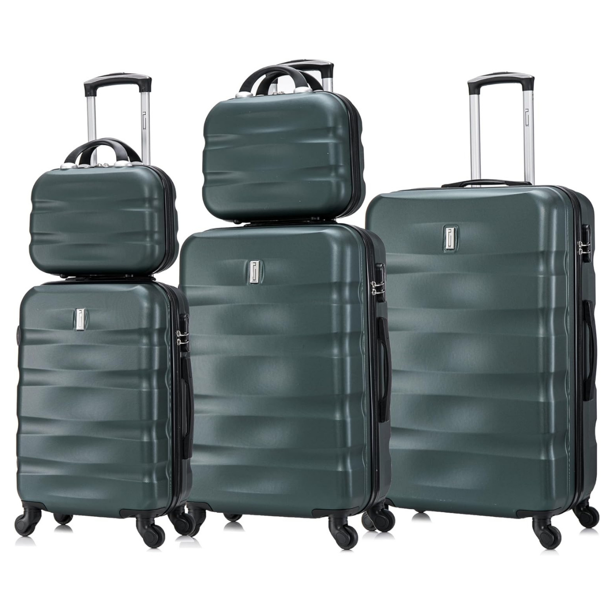 Set Valise 5 pièces AeroWave  | Valise Cabine | Valise Moyenne | Valise Grande | 2x Vanity – Vert