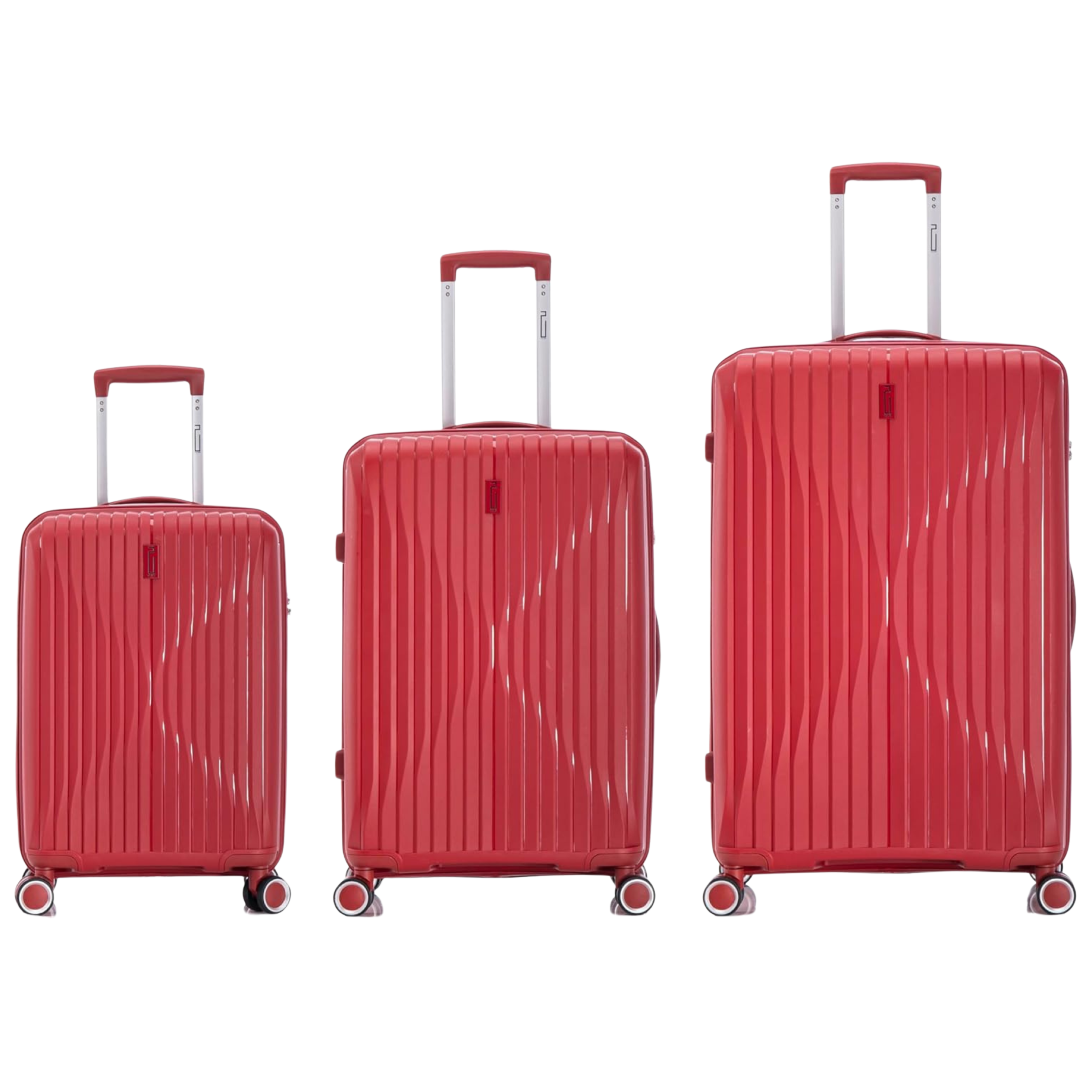 Set di valigie in polipropilene da 3 pezzi | Valigia da cabina | Valigia media | Valigia Grande – Rossa