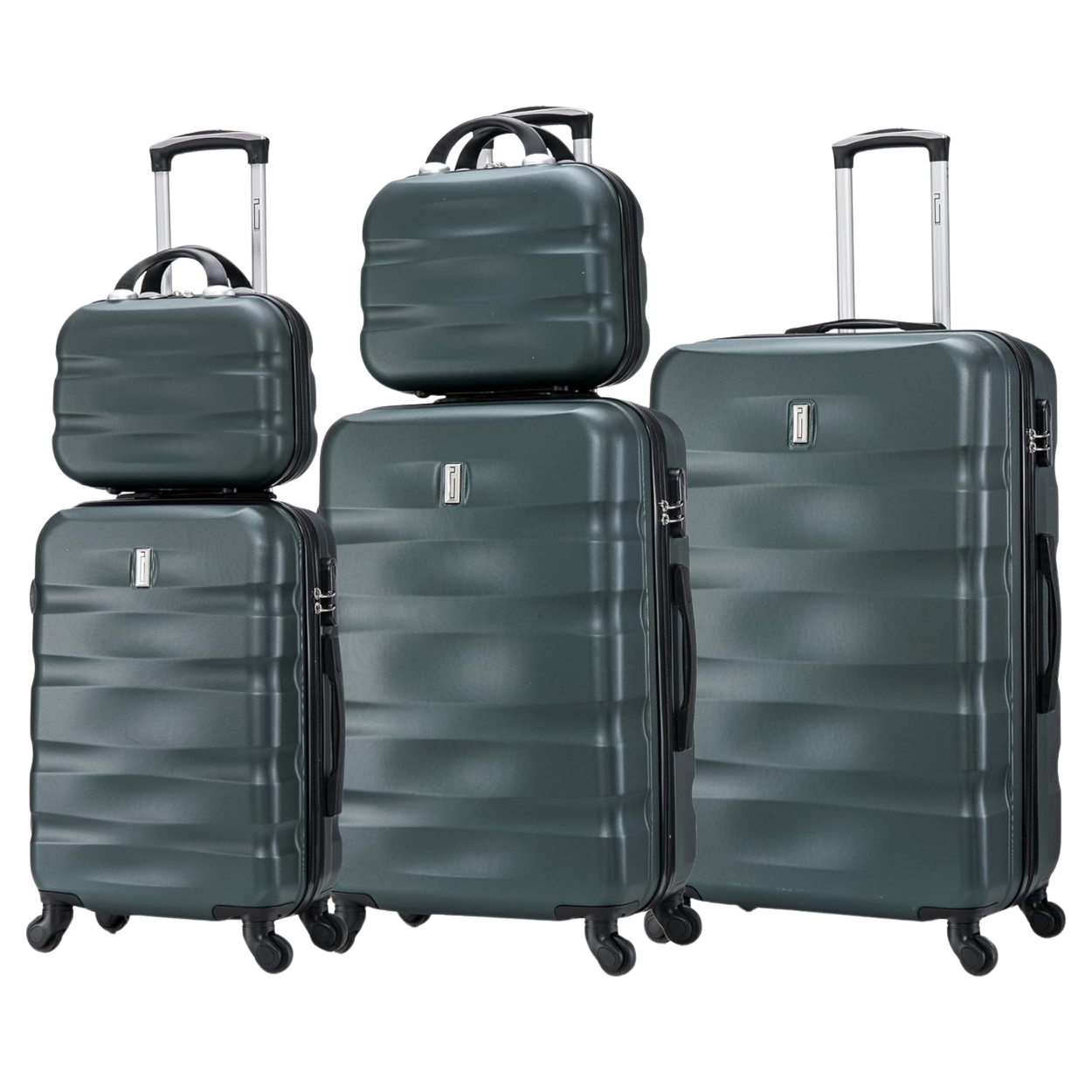 5-piece AeroWave suitcase set | Cabin suitcase | Medium suitcase | Large suitcase | 2x Vanity case - Green