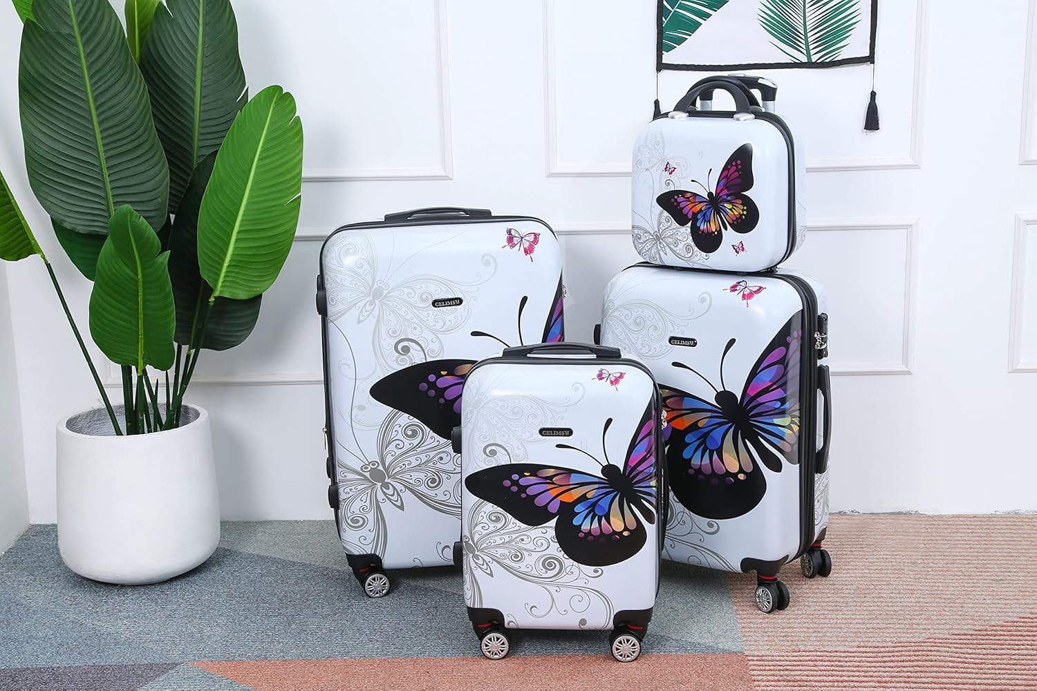 Set 4 Suitcases – Cabin Suitcase | Medium Suitcase | Large Suitcase | Vanity – Polycarbonate