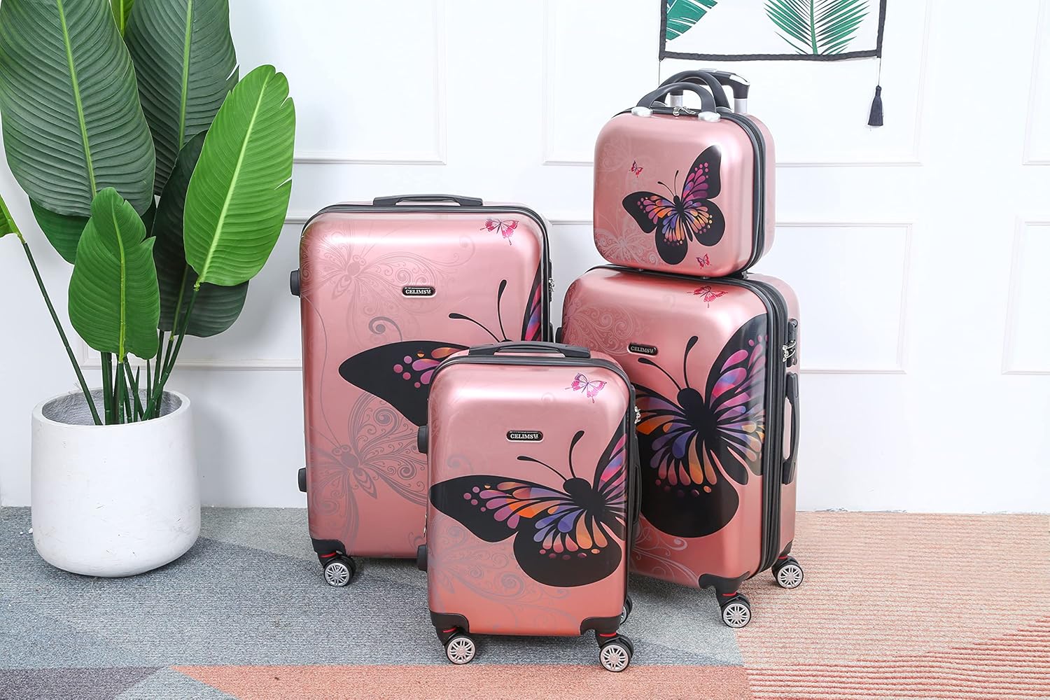 Set 4 Suitcases – Cabin Suitcase | Medium Suitcase | Large Suitcase | Vanity – Polycarbonate