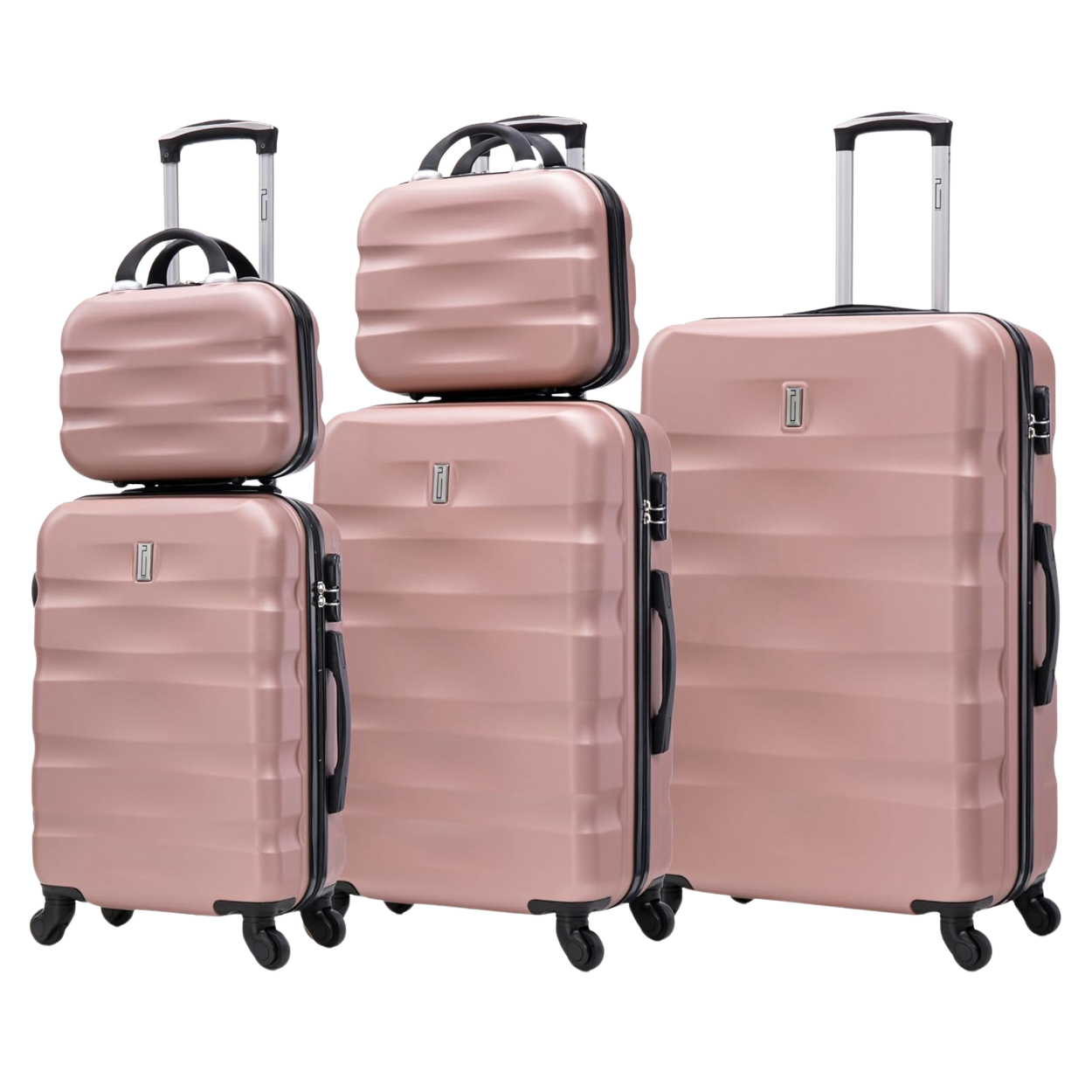 Set 5 Suitcases - Cabin Suitcase | Medium Suitcase | Large Suitcase | 2x Vanity – Rose Gold