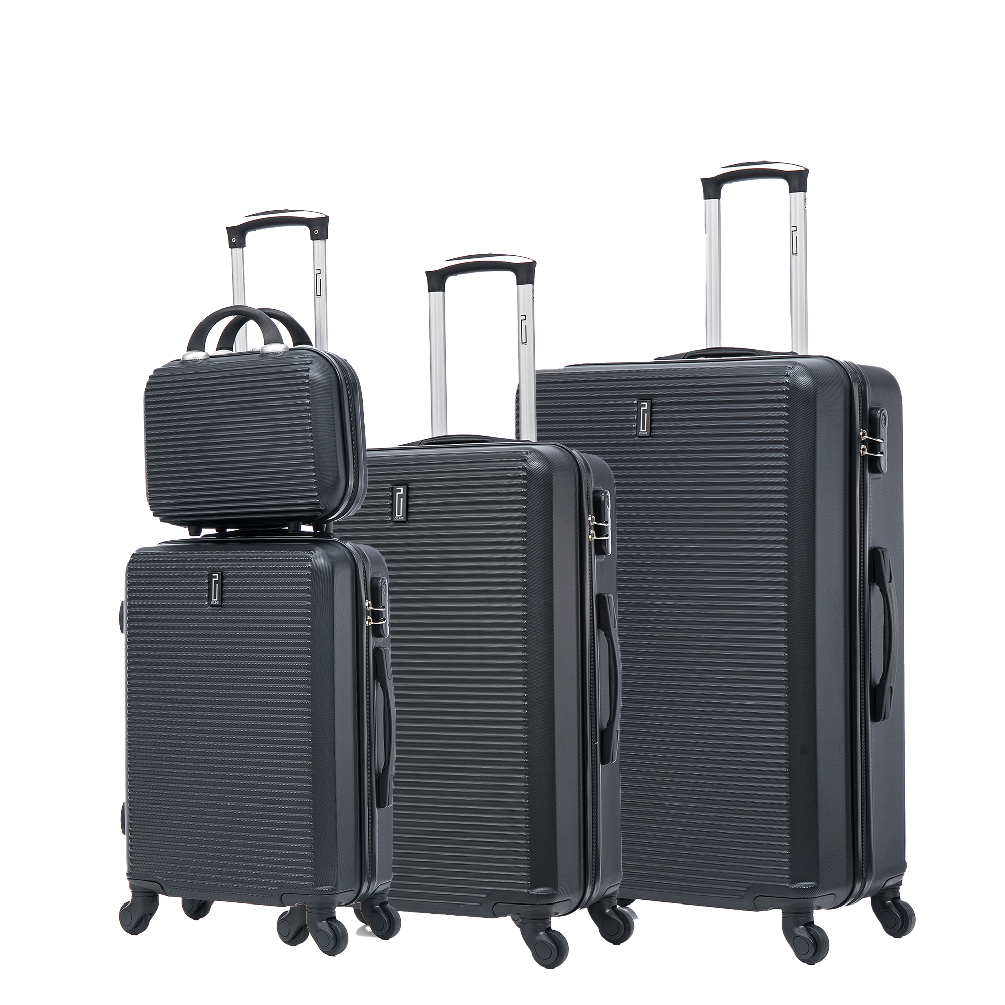 Set De Valise 4 pièces Week-end | Valise Cabine | Valise Moyenne | Valise Grande | Vanity – Noir