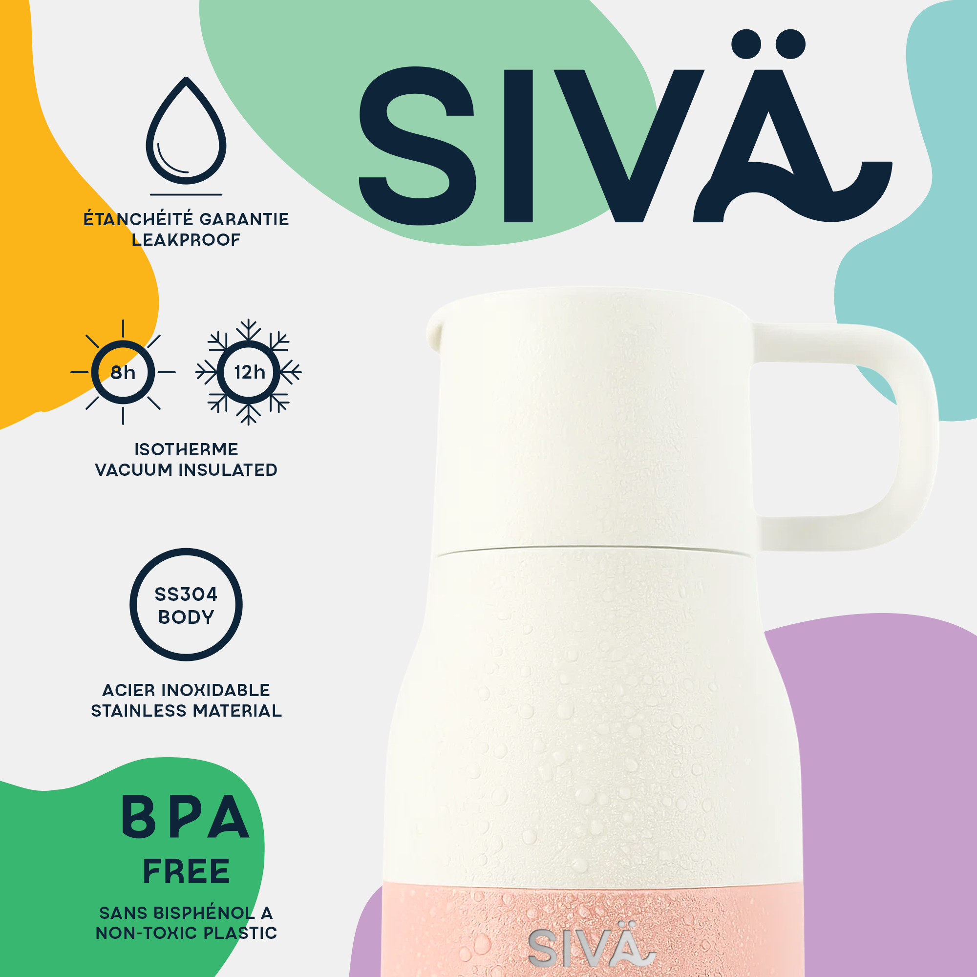 SIVÄ – 740ml Stainless Steel Insulated Water Bottle | 100% Leakproof with Activated Carbon Filter | BPA Free