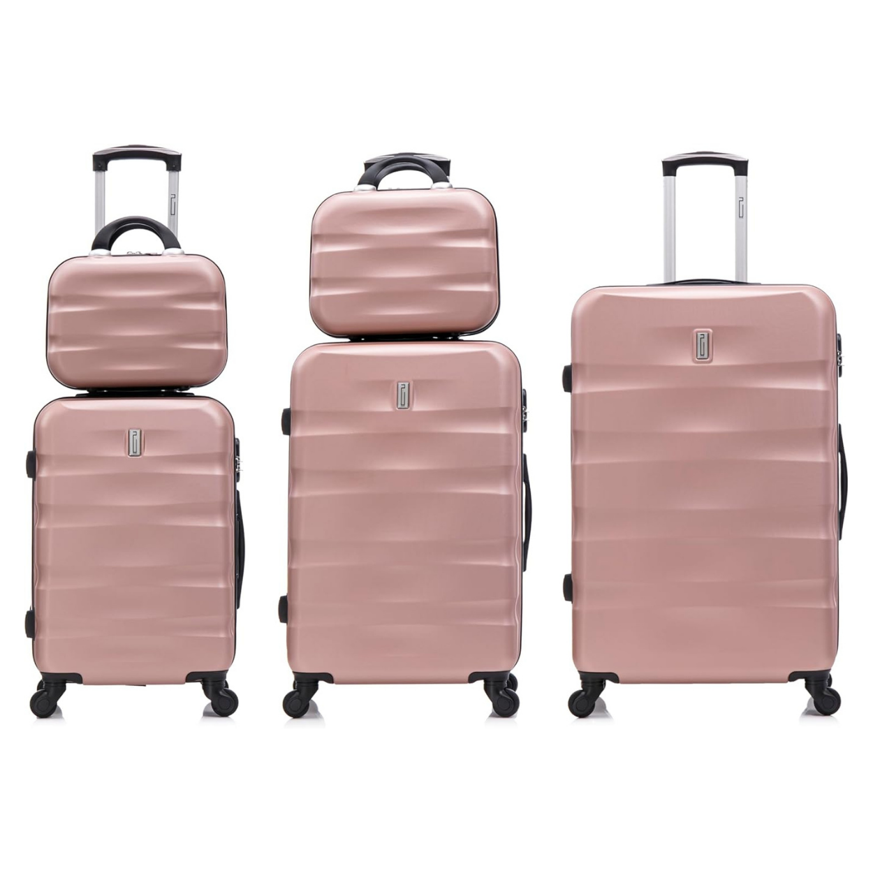 Set Valise 5 pièces AeroWave  | Valise Cabine | Valise Moyenne | Valise Grande | 2x Vanity – Rose Gold - Celims France