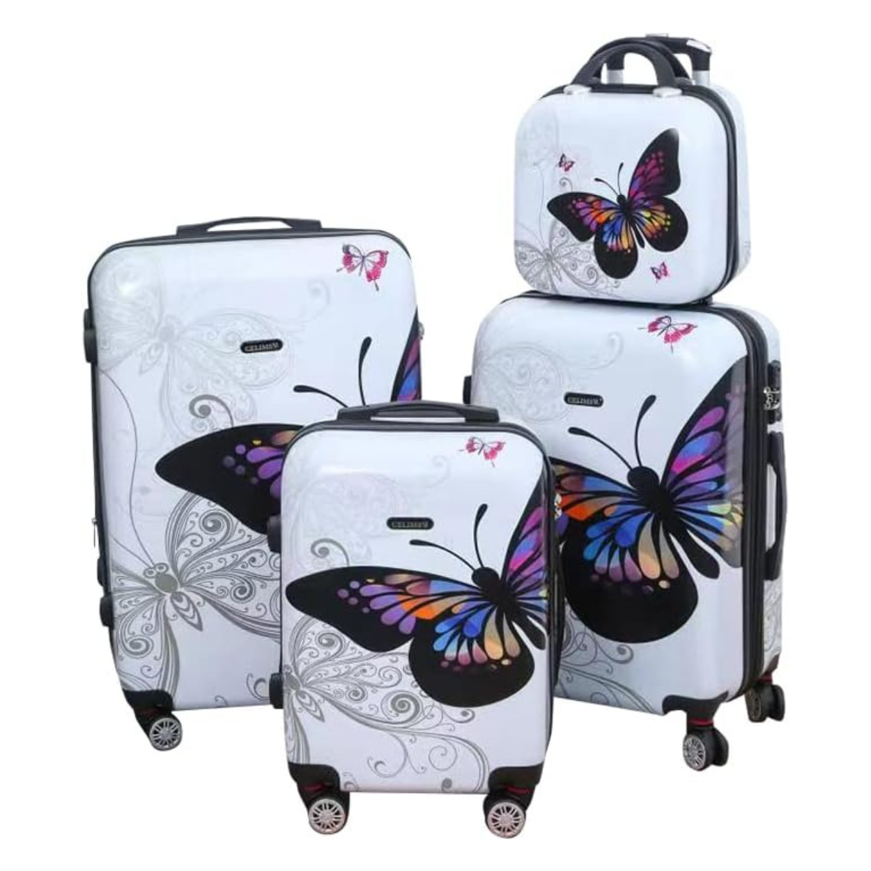 Set Valise 4 pièces Polycarbonate | Valise Cabine | Valise Moyenne | Valise Grande | Vanity – Blanc