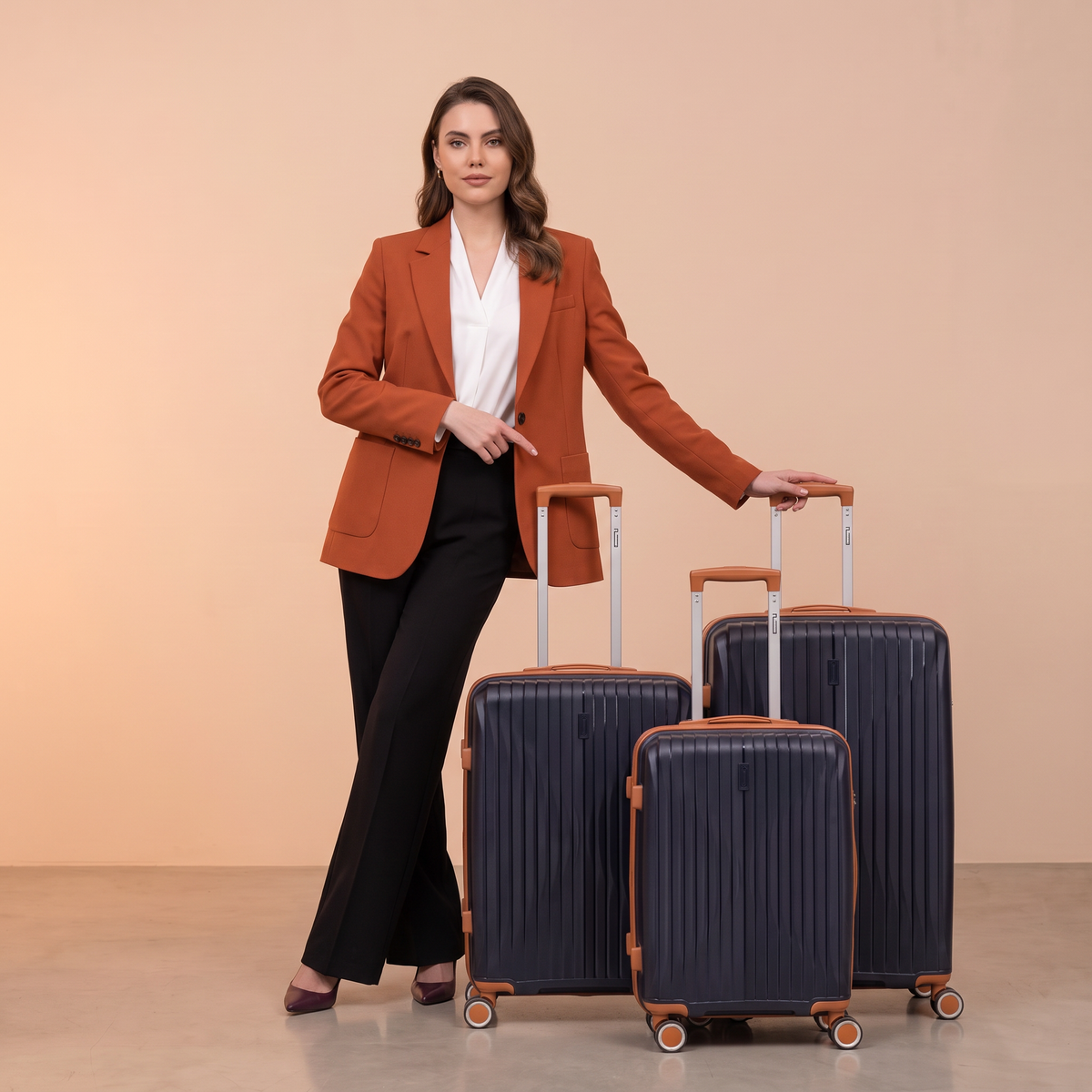 SET - Set 3 Valises - Polypropylène (XL-75cm) (L-65cm) (S-55cm)