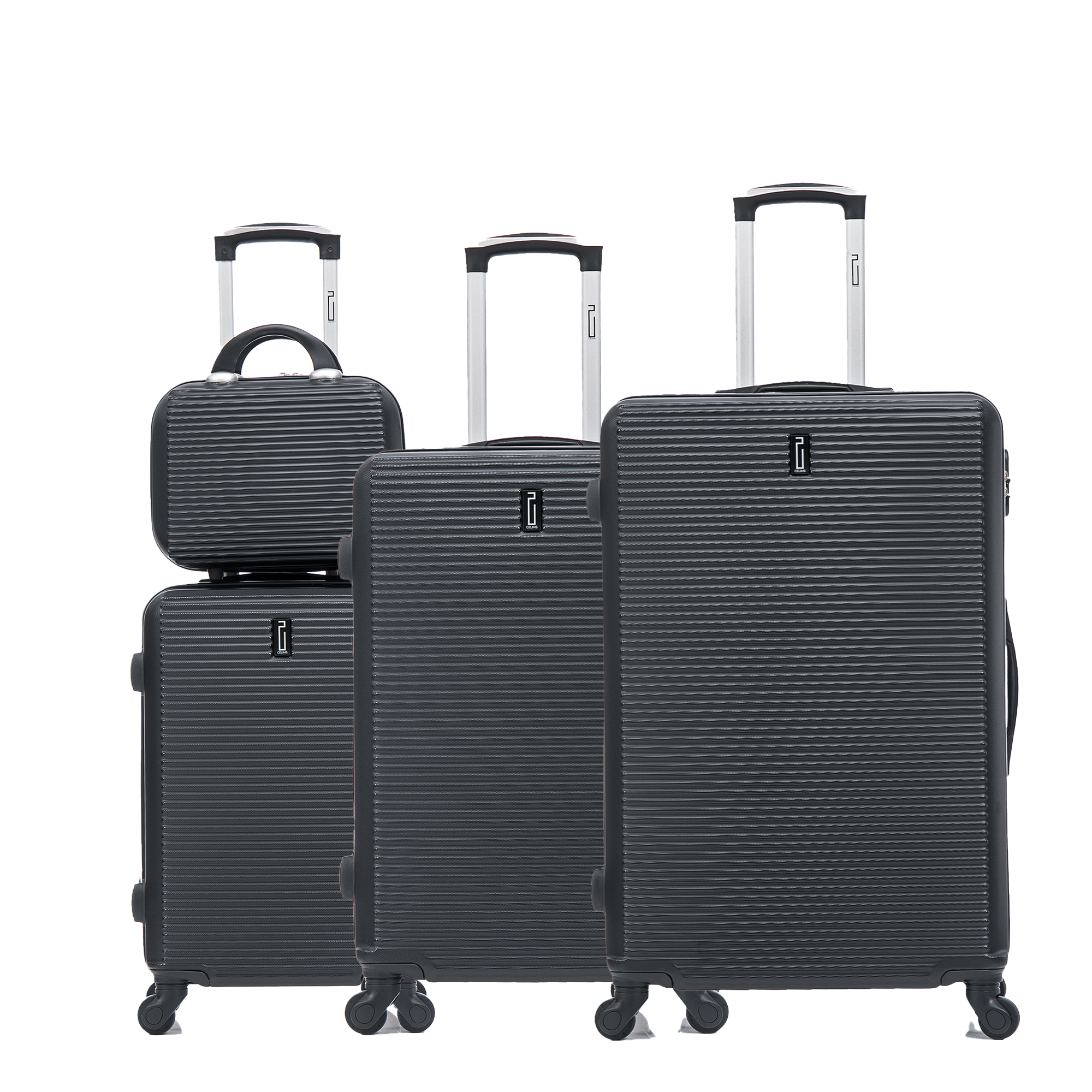 Set De Valise 4 pièces Week-end | Valise Cabine | Valise Moyenne | Valise Grande | Vanity – Noir